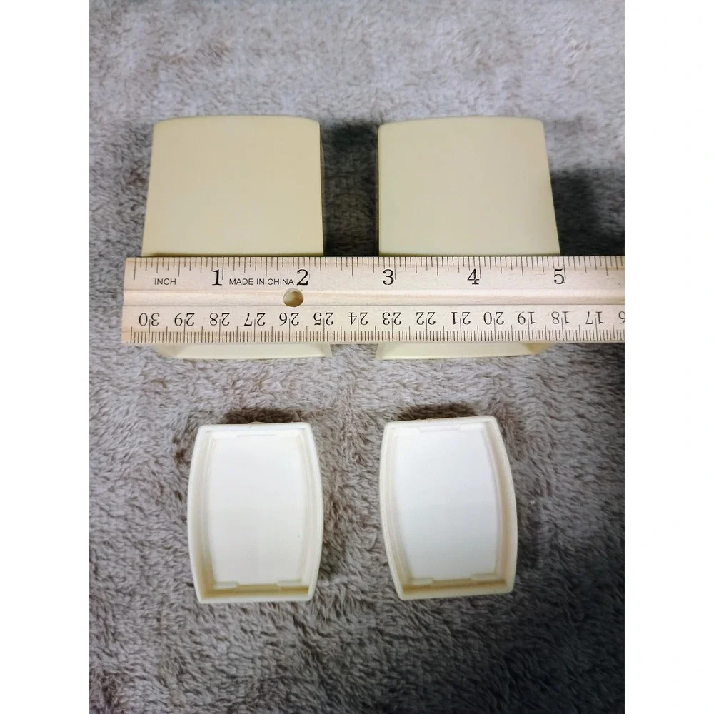 Vintage Cream Plastic Salt and Pepper‎ Shakers Set Retro Brown Lettering MCM